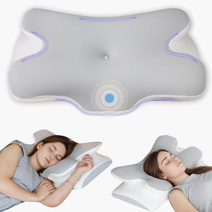 Pernă pentru gât Pernă ortopedică pentru cap Pernă din spumă de memorie Pernă pentru impact lateral - Design ergonomic Cu formă goală Pentru impact lateral, dorsal și abdominal Gri deschis
