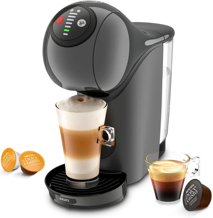 NESCAFÉ Dolce Gusto Genio S de la KRUPS, aparat de cafea cu capsule, 15 bar, ultracompact, presiune înaltă, peste 30 de creații de cafea, dimensiune selectabilă a băuturii, oprire automată, antracit, KP243B