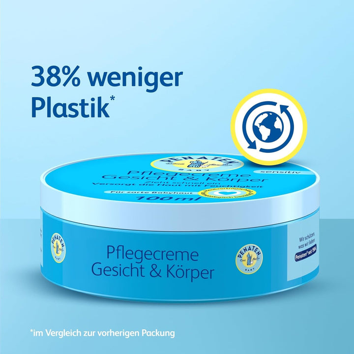 PENATEN cremă de îngrijire pentru față și corp (100 ml), cremă de față și de corp pentru bebeluși, cu absorbție rapidă, pentru pielea delicată a bebelușilor, lasă pielea moale și îi oferă pielii hidratare importantă