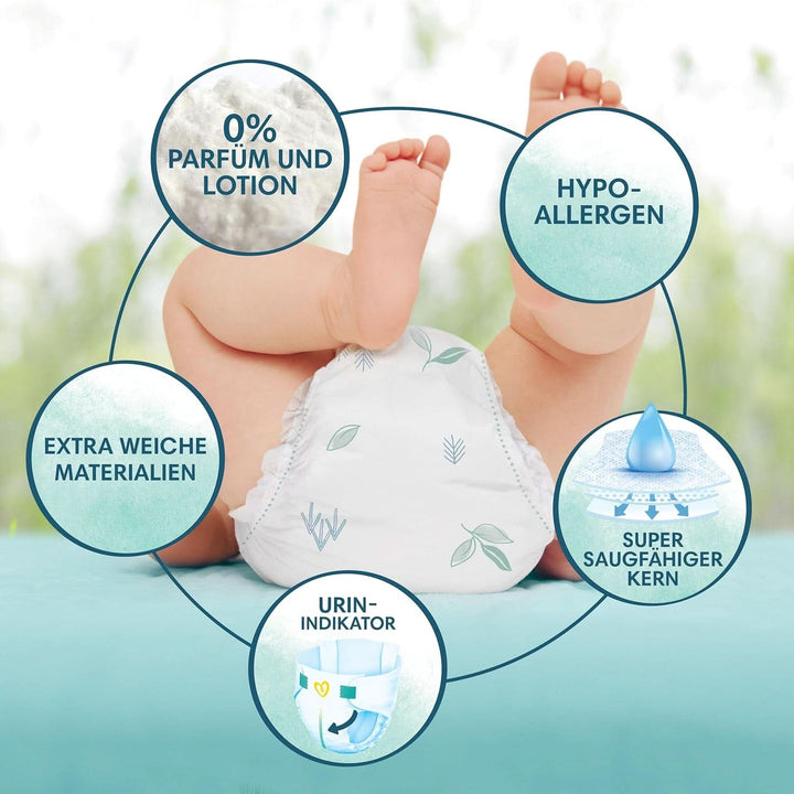 Pampers Scutece pentru copii mărimea 3 (6-10 kg) Harmony, Protecție delicată a pielii și ingrediente pe bază de plante, 186 bucăți