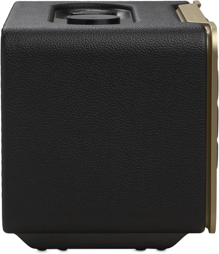 JBL Authentics 200 Smart Home Speaker - Difuzor Bluetooth cu design retro din anii '70 - Cu grilă Quadrex, Google Assistant, Alexa, Airplay și JBL One App - Negru