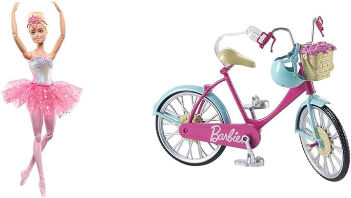 Păpușa Barbie Dreamtopia Magic Light Ballerina, cu tutu roz și păr blond, 5 efecte luminoase și sonore, Barbie mobilă, de la 3 ani, HLC25