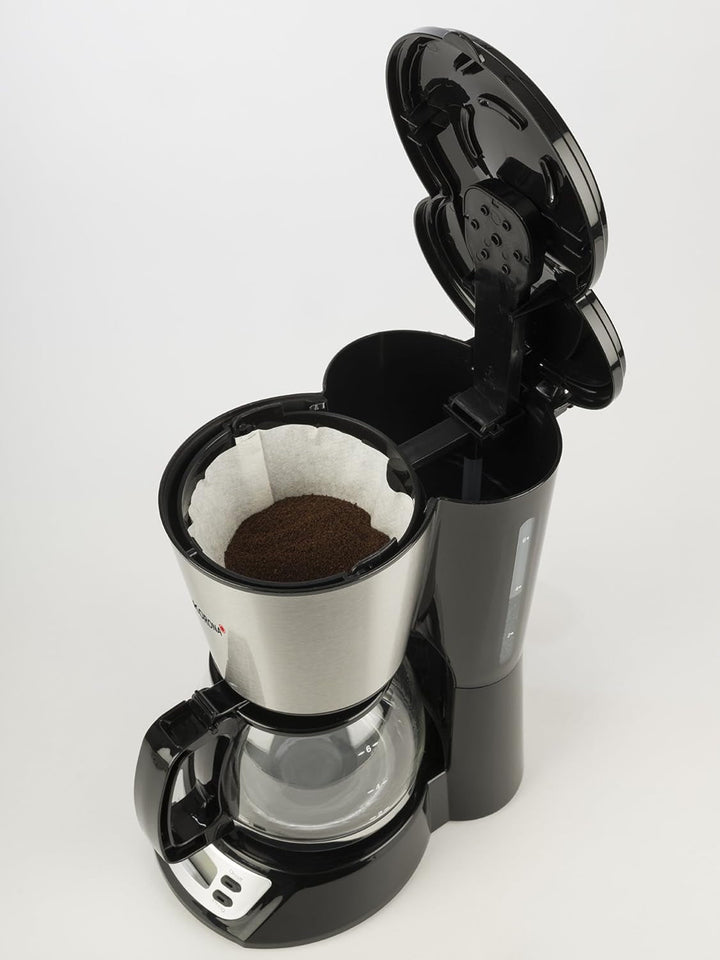 Korona 12113 Cafetieră din oțel inoxidabil cu funcție temporizator - Cafetieră cu filtru pentru 6 cești cu ulcior din sticlă