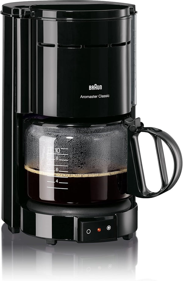 Espressor Braun KF 47 BK - Espressor cu filtru și cană de sticlă pentru cafea clasică la filtru, cafea aromatică datorită sistemului Optibrew, sistem anti-picurare, oprire automată, negru