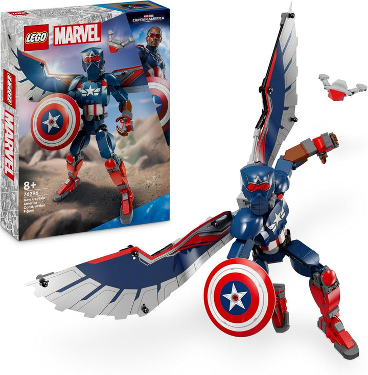 LEGO Marvel New Captain America Building Figure, jucărie cu supereroi pentru copii, model construibil și minifigurină, set de construit și jucat, cadou pentru băieți și fete de la 8 ani 76296