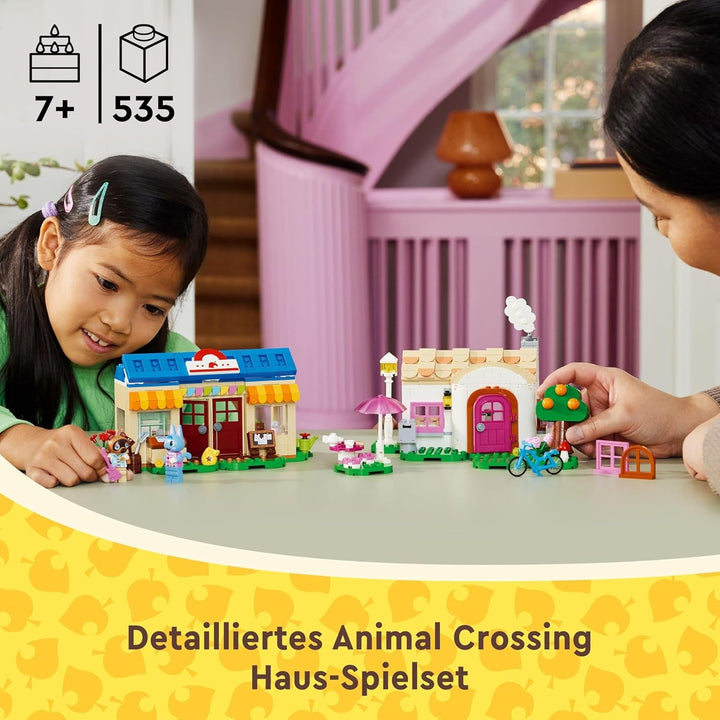 Set LEGO Animal Crossing Nook's Shop și Sophie's House, jucărie creativă pentru copii cu 2 mini figurine din seria de jocuri video, cadou pentru fete și băieți de la 7 ani 77050