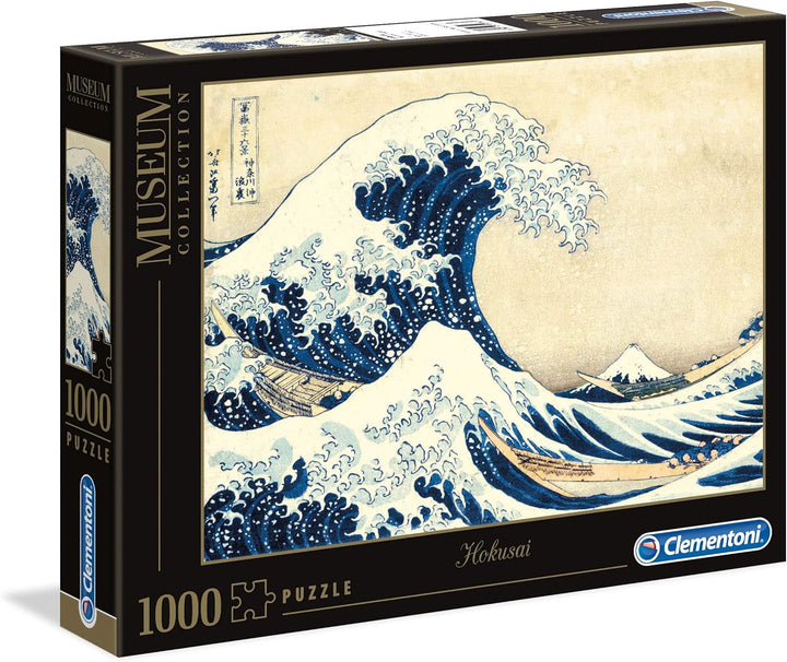 Clementoni 39378 Hokusai - Marele val - Puzzle 1000 piese, Colecție muzeu, Joc de îndemânare pentru întreaga familie, Joc de întindere colorat, Puzzle pentru adulți de la 14 ani