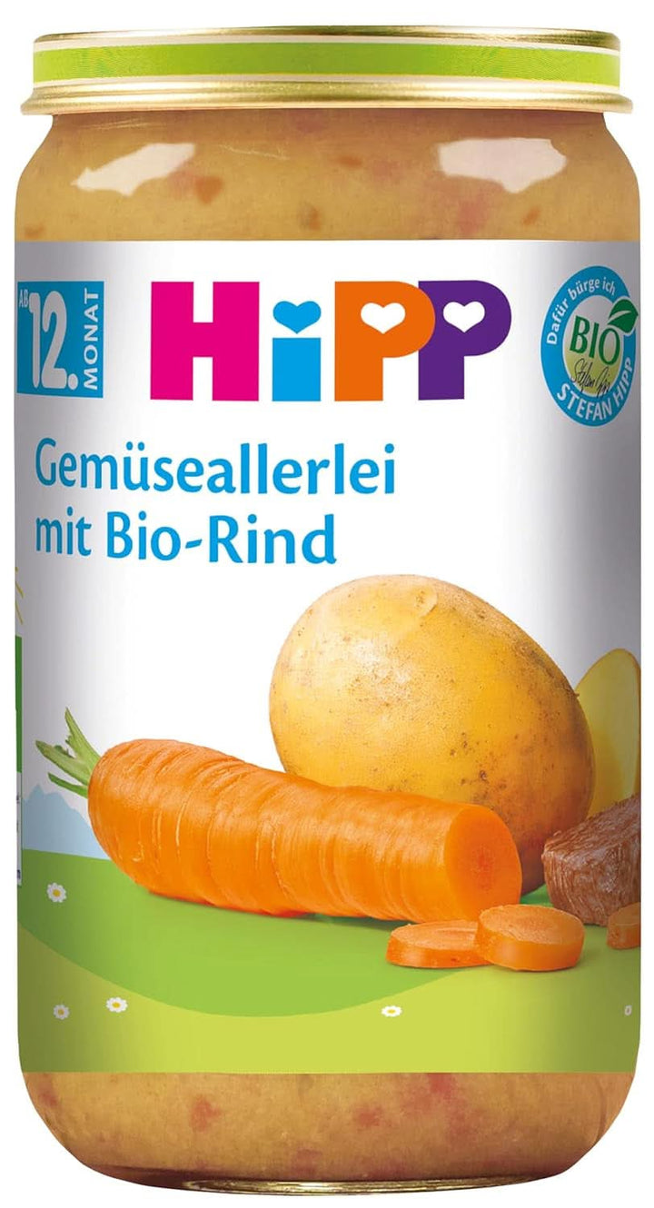 Hipp Vegetable all-you-can-eat cu carne de vită ecologică, pachet de 6 (6 X 250 grame)