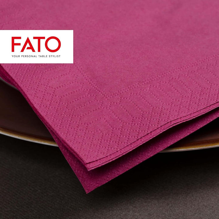 Fato - Șervețele de hârtie de unică folosință, Ideale pentru prânzuri informale și bufete, Pachet de 40 de șervețele, Dimensiune 38X38, Pliate 4 ori, 2 straturi, Culoare Bordeaux, 100% hârtie din celuloză pură, FSC