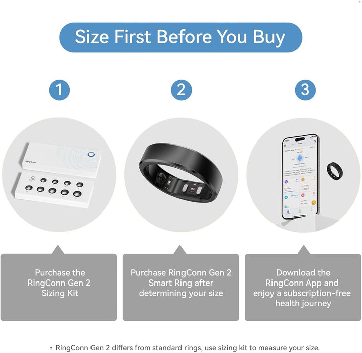RingConn Gen 2 Smart Ring, primul sistem de monitorizare a apneei în somn din lume, fără abonament la aplicație, baterie cu autonomie de 12 zile, dispozitiv de urmărire a stresului, a ritmului cardiac și a sănătății femeilor, compatibil cu Android și iOS