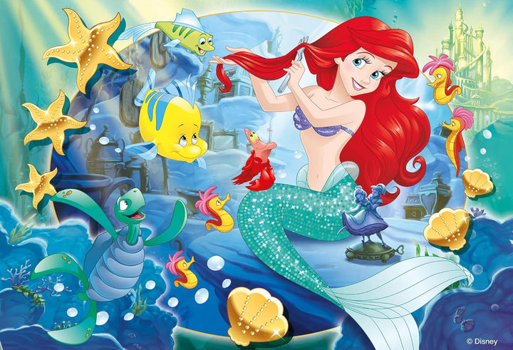 Lisciani - DISNEY Puzzle Ariel - Recreează și colorează scenele din cutiile tale preferate - de la 7 ani - PUZZLE DE MARE DIMENSIUNE cu 250 de piese - Încurajează dexteritatea