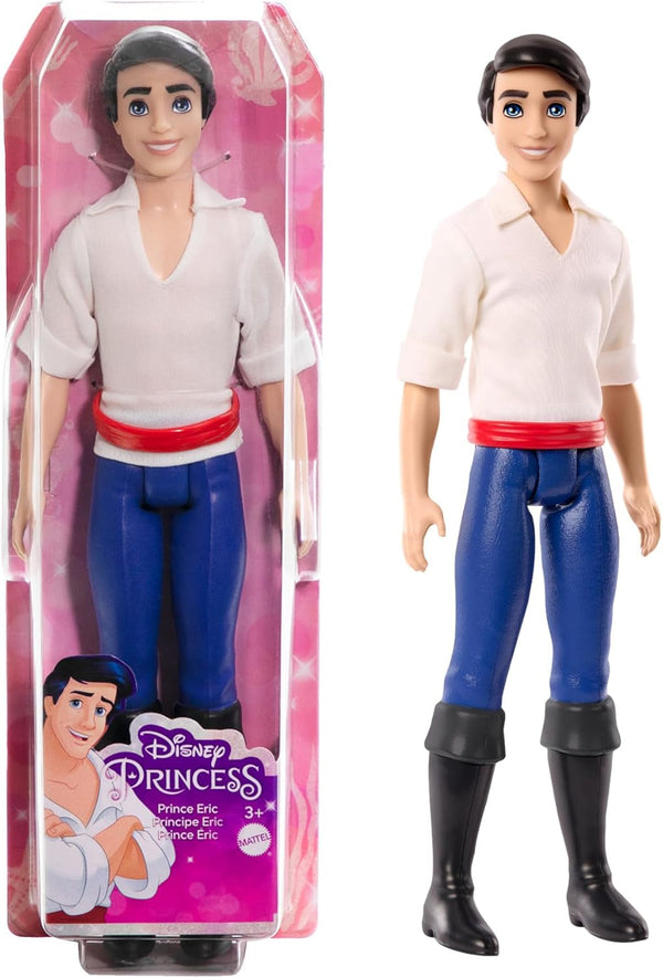 DISNEY Princess - Păpușă Prince Erik cu cămașă moale, pantaloni preformați și cizme, parte a unei colecții cu jucării Ariel, pentru copii de la 3 ani, HLV97