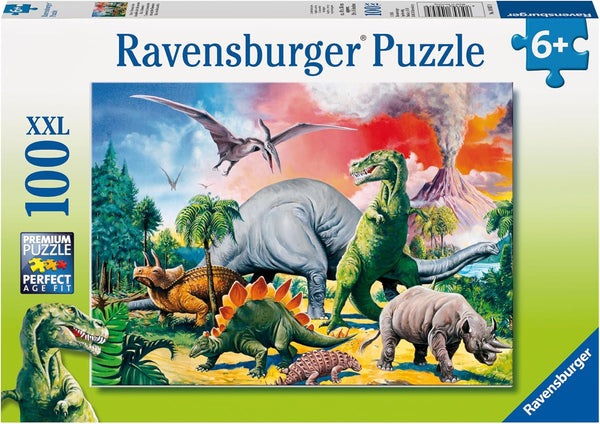 Ravensburger puzzle pentru copii - 10957 Printre dinozauri - Dino puzzle pentru copii de 6 ani și peste, cu 100 de piese în format XXL
