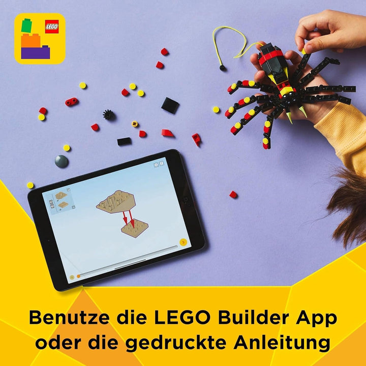 LEGO Creator 3In1 Animale sălbatice: Păianjen surpriză - jucărie de reconstruit într-o figură de scorpion sau șarpe - set de construcție cu 3 modele - cadou pentru băieți și fete de la 7 ani 31159