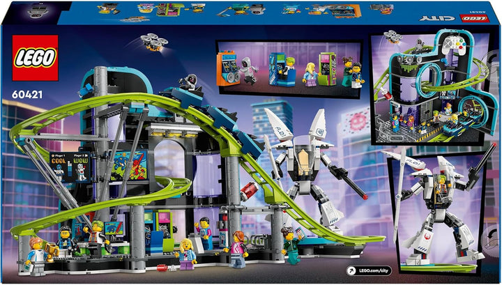 LEGO City Rollercoaster cu Robot Mech, parc de distracții de jucărie, Playset pentru băieți și fete de la 8 ani, cadou pentru copii creativi 60421