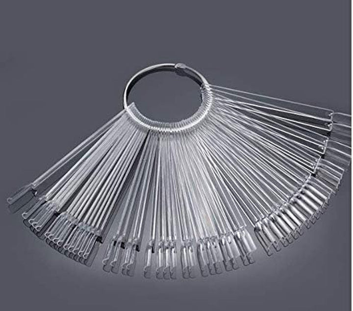 50 de bucăți de inele pentru sfaturi de artă pentru unghii, plăci transparente de culoare, bețișoare inelare pentru afișare a ojei, exerciții de salon de unghii, afișare a vârfurilor de unghii pentru afișare și exersare DIY Nail Art