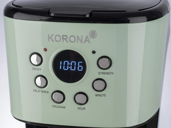 Korona 10665 Cafetieră retro | Mentă | 1,5 litri | Filtru de cafea | Afișaj LCD | Cronometru | Cafetieră cu filtru permanent