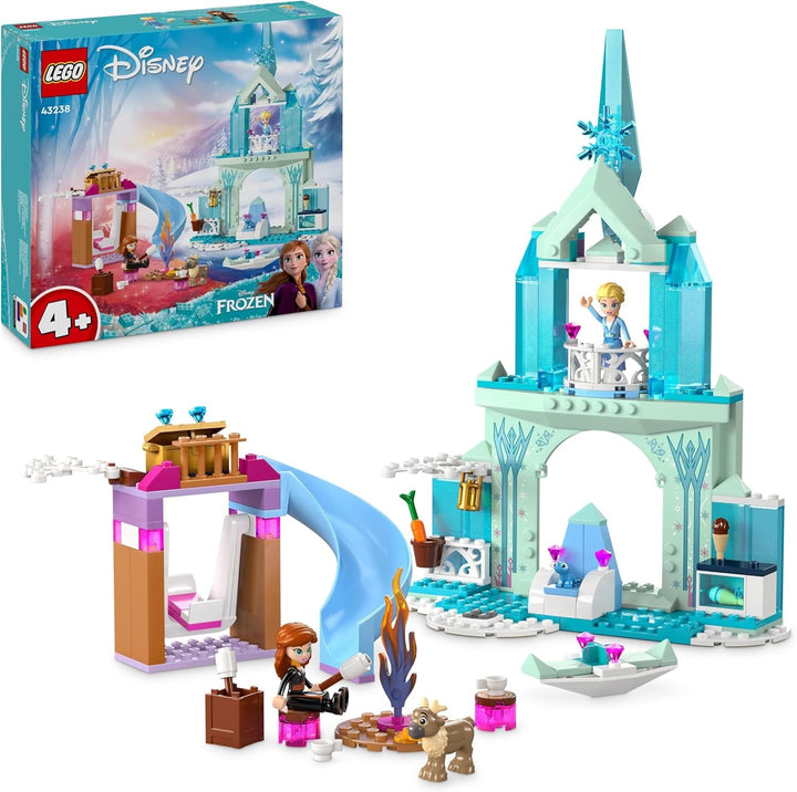 LEGO Disney Frozen Palatul de gheață al Elsei, castelul reginei de gheață, jucărie cu păpușile prințesei ELSA și Anna, plus 2 figurine de animale, cadou minunat pentru fete și băieți de 4 ani 43238