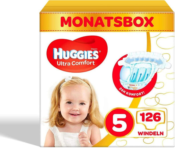 Huggies Ultra Comfort Babywindeln, Größe 5 (11-25 Kg), 126 Stück (Verpackung Kann Variieren)