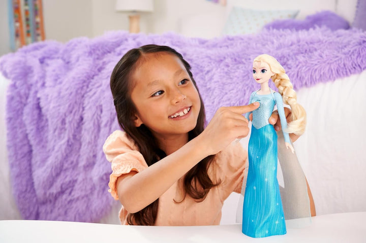 Disney The Ice Queen Elsa Doll, The Ice Queen Doll, păr blond pieptănat, mobilă, pantofi detașabili, cadouri Disney, jucării de la 3 ani, HLW47