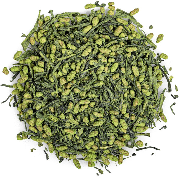 Moya Matcha ceai verde japonez Iri Genmaicha cu frunze întregi | 100 g Sencha cu orez și Matcha | Matcha Genmaicha | Ceai din Japonia | Potrivit pentru vegani | Ambalat într-o pungă resigilabilă
