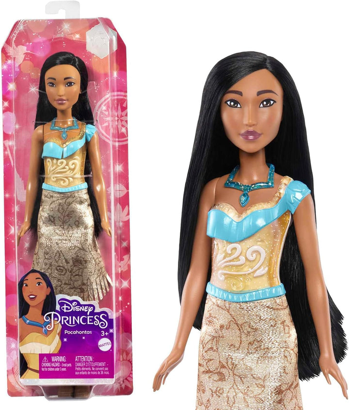 Mattel DISNEY Prințesa Aurora - păpușă cu ținută tipică, pantofi detașabili și diademă, top strălucitor și fustă detașabilă cu model, păr lung de coafat, HLW09