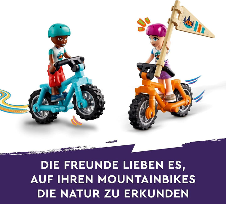 LEGO Friends Cosy Huts At Adventure Camp, Playset pentru jocuri de rol în aer liber, jucărie pentru copii pentru fete și băieți de la 7 ani cu 3 figurine și vulpe, jucărie de camping 42624