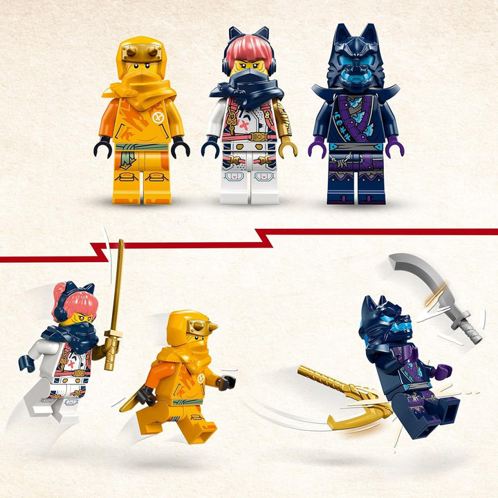 LEGO NINJAGO Riyu The Baby Dragon, jucărie dragon cu 3 mini figurine, jucărie ninja construibilă pentru băieți și fete de 6 ani, cadou plin de acțiune pentru copii 71810
