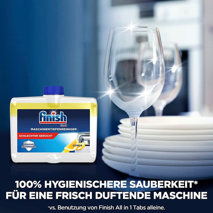 Finish Deep Machine Cleaner Citrus - detergent lichid pentru mașini împotriva calcarului și grăsimii pentru o mașină de spălat vase curată - pachet economic