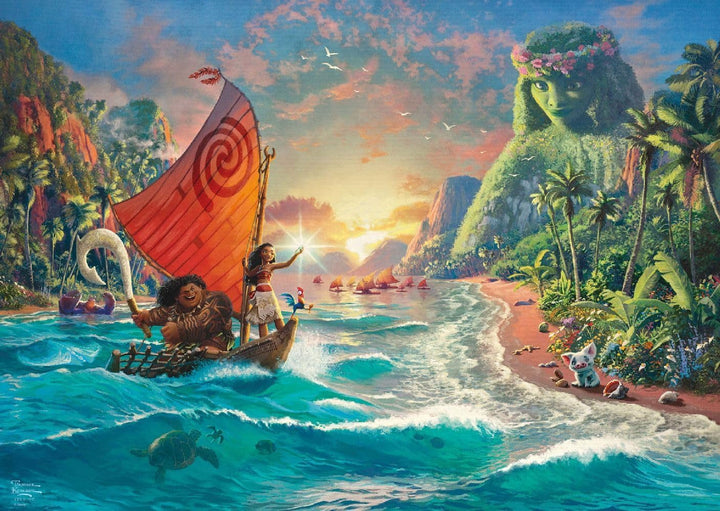 Schmidt Spiele 58030 Thomas Kinkade, Disney, Vaiana, Moana, puzzle jigsaw 1000 piese, normal, negru, alb