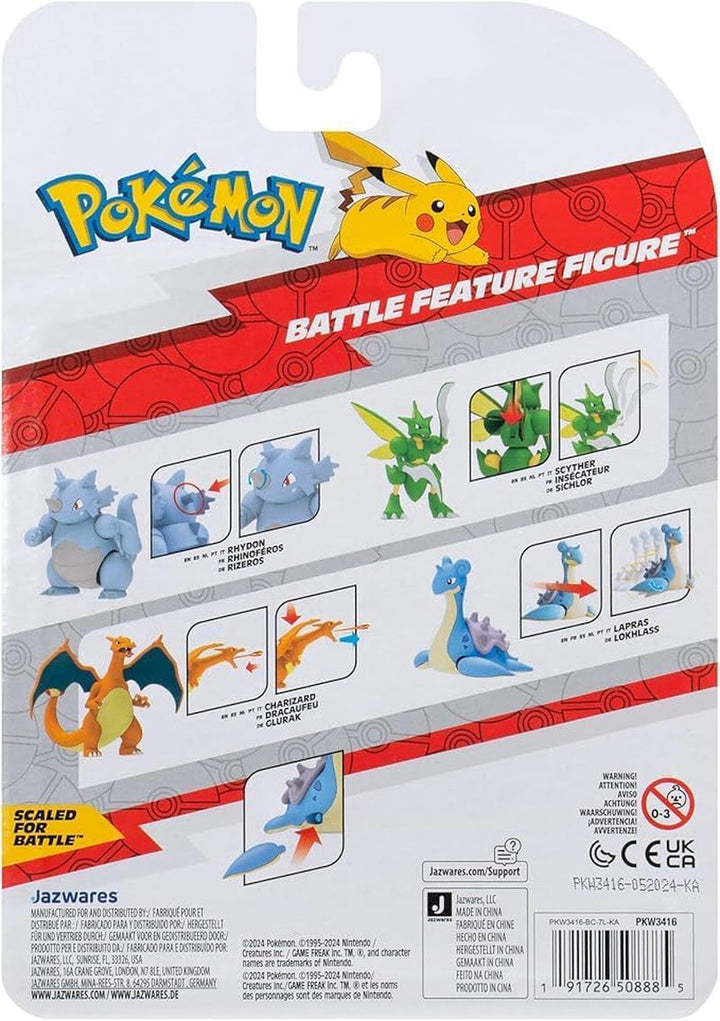 Pokémon PKW3416 - Battle Feature Figure - Lapras, Figură mobilă oficială, 11.5 cm