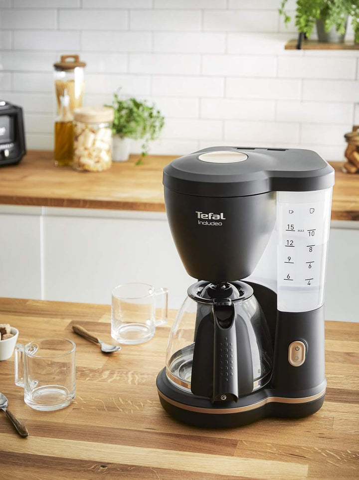 Cafetiera cu filtru Inclusiv Tefal, Un filtru de cafea Extrem de ușor de utilizat, Potrivit pentru utilizatorii dreptaci și stângaci, 1,25 L, 10 până la 15 cești, CM533811