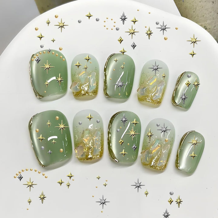 3400 Stück Goldene Und Silberne Sternperlen, Goldene Nagelanhänger, Zubehör Für Nagelschmuck, Schöne Sternnagelanhänger Für Nägel,Nail Art Rhinestones