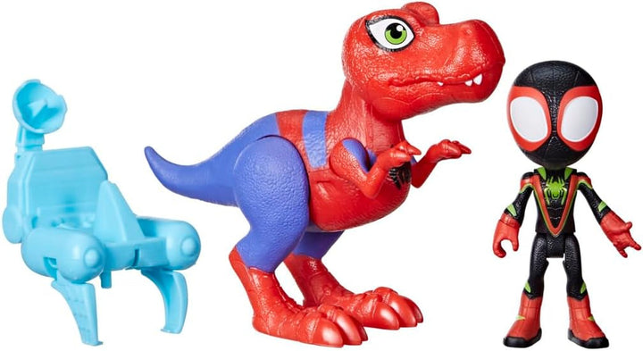 Marvel Spidey And His Super Friends Dino-Webs Spidey-Rex & Miles "Spin" Morales Spider-Man Action Figure Set
