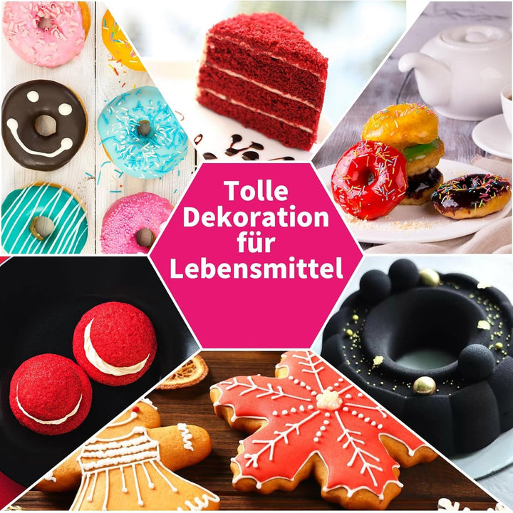Lebensmittelfarbe Pulver - 2 Farben Ultrahochkonzentrierte Wasserlösliches Lebensmittelfarben, Food Coloring Für Fondant, Lebensmittel Farben, Makronen, Backen, Lebensmittelfarbe Rot Und Schwarz - 5 G
