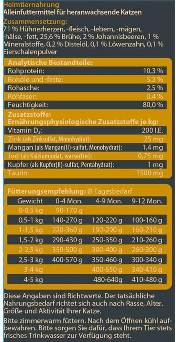 Hrană pentru pisici Dehner Wild Nature Kitten Hügelland, hrană umedă fără cereale / fără zahăr, pentru pisici tinere, pui, sac de 16 X 85 G (1,36 kg)