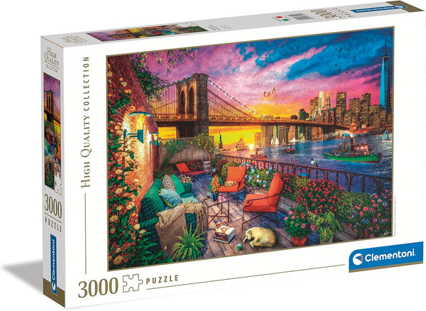 Clementoni - 33552 Collection - Manhattan Balcony Sunset, Puzzle 3000 piese pentru adulți și copii 10 ani, joc de îndemânare pentru întreaga familie