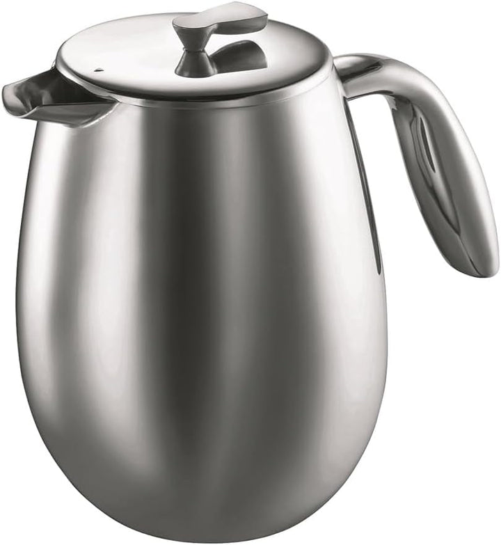 Cafetieră Bodum 1308-16 Columbia (cu perete dublu, din oțel inoxidabil, rezistentă la spălarea vaselor, 1,0 litri (34 oz)) Strălucitoare