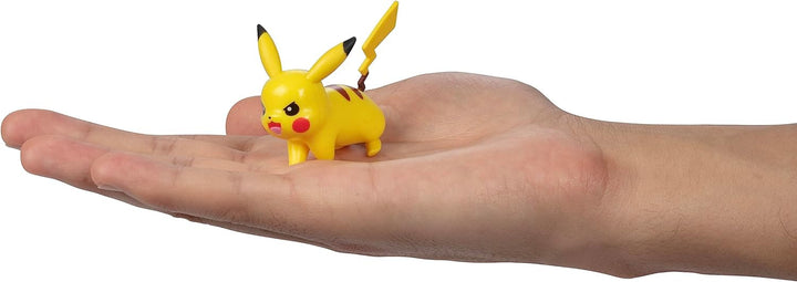 Pokémon Battle Ready! Set de figurine 6 piese - 11.4 Cm Ash & Launching Pikachu, 5.1 Cm Charmander, Rowlet, Piplup, Zorua - Licențiat oficial - Cadou de Paște pentru copii, băieți, fete
