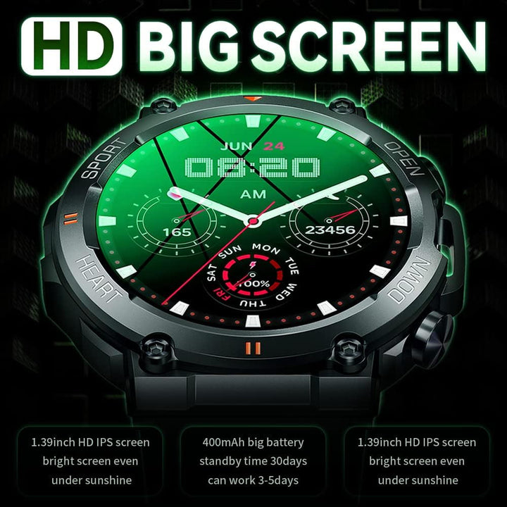 Smartwatch bărbați cu funcție de telefon, 1.39 inch 360 * 360HD, fitness ceas bărbați control muzică, ritm cardiac, pedometru, calorii, etc.Fitness tracker pentru bărbați ios Android (negru)