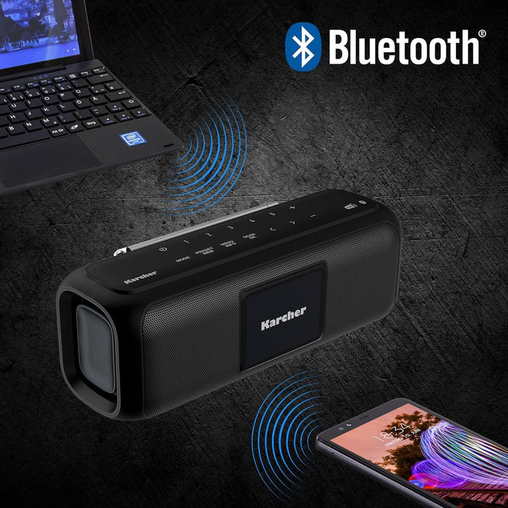 Karcher DAB Go Difuzor Bluetooth portabil și radio digital DAB+ / FM cu afișaj color de 2, 4" / ceas cu alarmă / sunet stereo de 5 wați / USB-C / baterie reîncărcabilă, negru