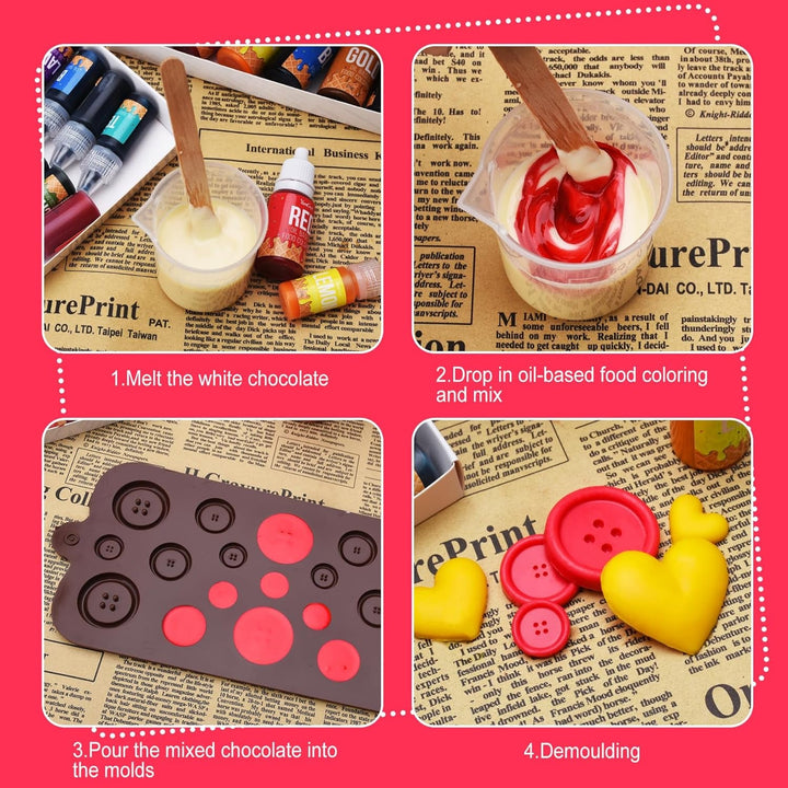 Fettlösliche Lebensmittelfarbe - 12 Farben Ölbasis Lebensmittelfarben Für Schokolade, Buttercreme, Süßigkeiten, Zuckerguss - Konzentrierte Oil Based Food Coloring Zum Backen, Kochen, Fondant - 6Ml Je