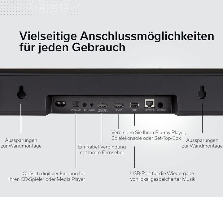 Denon Home Sound Bar 550 Kompakte Heimkino Soundbar Mit Dolby Atmos, DTS:X, Alexa Built-In, WLAN, Bluetooth, Airplay 2, HEOS Built-In, HDMI Earc, 4K Ultra-Hd, Dolby Vision, HDR10, Schwarz