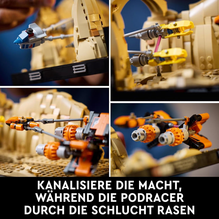 LEGO Star Wars Pod Race in Mos Espa - Diorama, Set pentru adulți, Kit model Amenințarea întunecată, include Podracerul lui Anakin Skywalker, piesă de colecție, cadouri pentru bărbați și femei 75380
