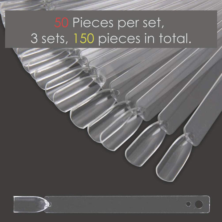 150 Stück Nail Art Tips Ring Stick,  Transparent Farbe Karte Platten Nagellack Display Ring Sticks, Nagel Salon Übungen Display Nail Tips