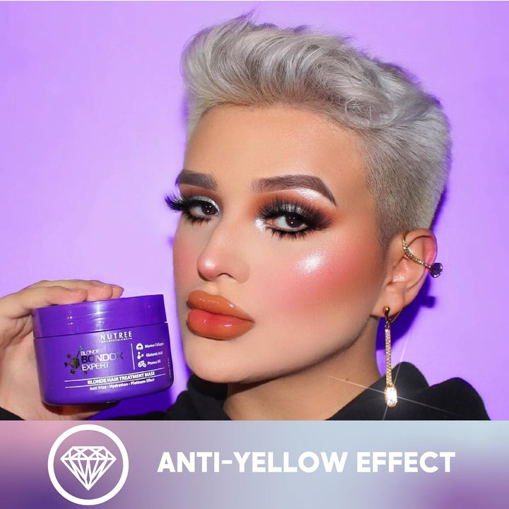 BLONDE BONDOX HAIR TREATMENT 1kg Professional Purple Heat Mask - Olive Oil - repară elasticitatea și flexibilitatea părului, înmoaie, hidratează și adaugă strălucire Masca de par Naty Shop
