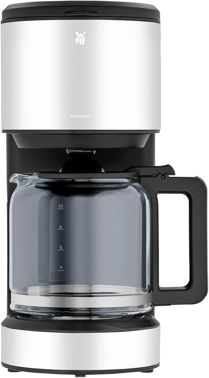 WMF Stelio Aroma filtru de cafea cu ulcior de sticlă, filtru de cafea, 10 cești, filtru de cafea din oțel inoxidabil, opritor de picurare, placă de încălzire, oprire automată, 1000 W, gri mat