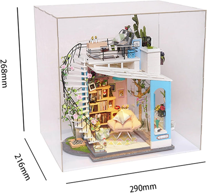 Robotime DG12 Rolife Dora'S Loft Casă de păpuși în miniatură din lemn, metal, țesătură și carton, dimensiuni: 23 X 16 X 26 cm, 248 de piese