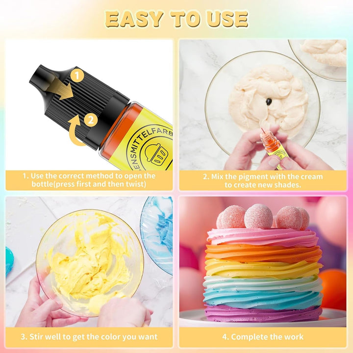 Lebensmittelfarbe 6 Farben X12Ml, Hochkonzentriert Lebensmittelfarbe Flüssig Zum Backen, Lebensmittel Farben Food Coloring Set Für Fondant, Christmas Kuchen, Macarons,Donuts,Kekse (Regenbogen)