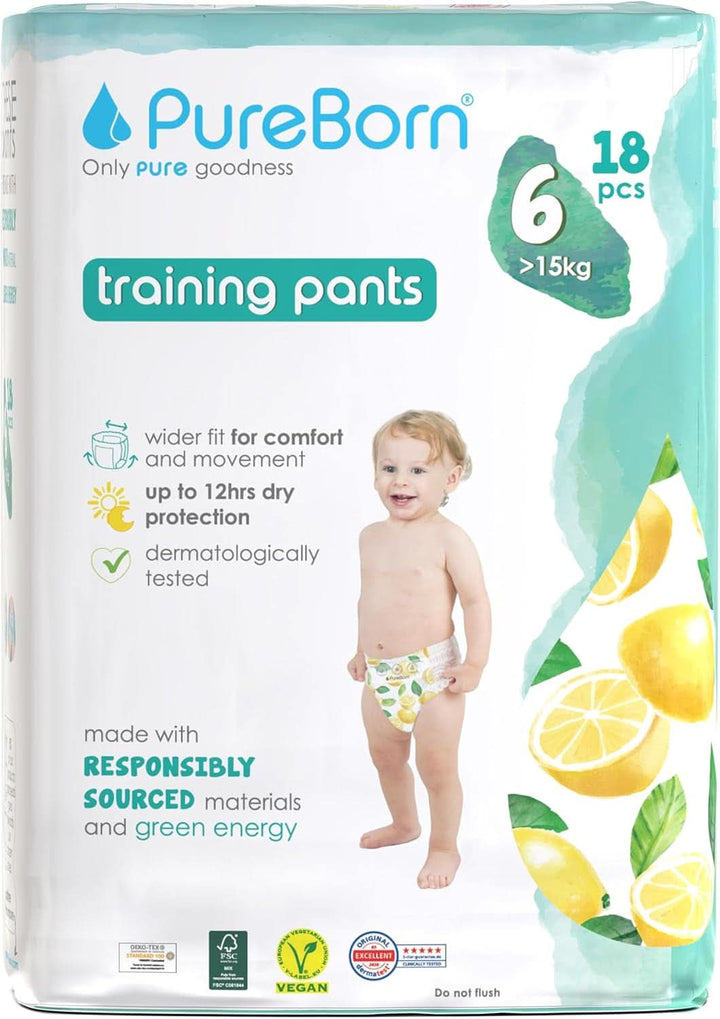 Pureborn Baby Premium Windeln Pants, Höschenwindeln, Größe 7 (17+ Kg), 16 Stück, Optimaler Schutz Für Tag Und Nacht, Dermatologisch Getestet, Ultraweich, Hautfreundlich